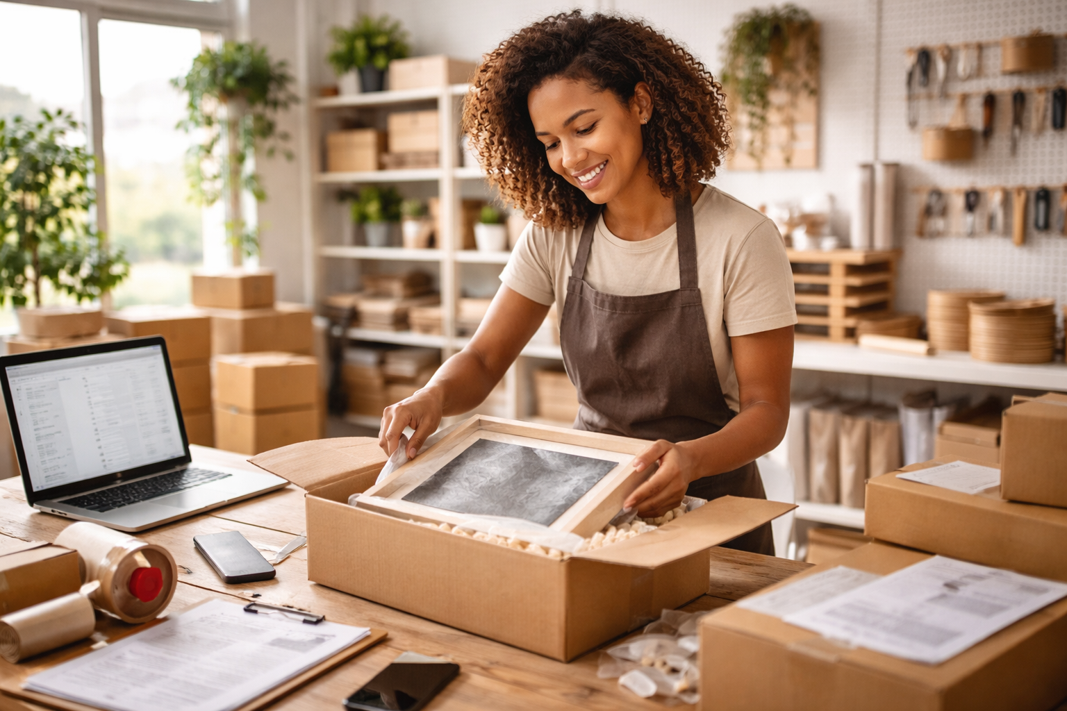 Artist shipping customer orders