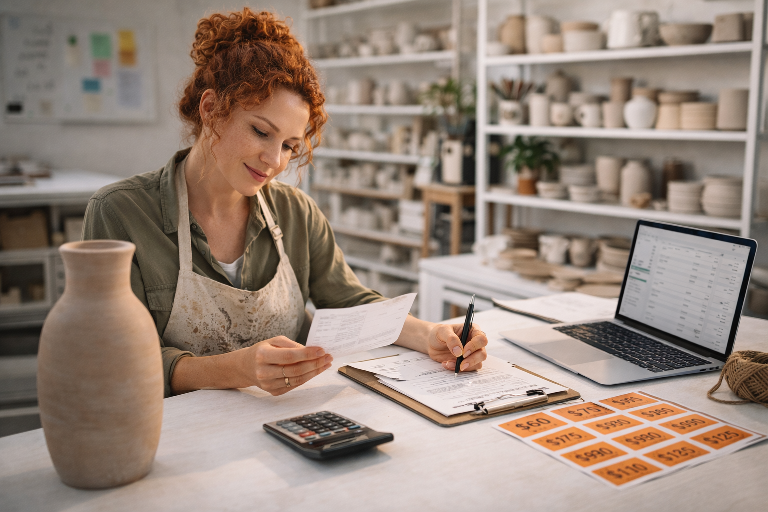 Ceramic artist pricing work